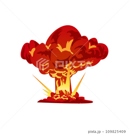 Explosion game effect with fire clouds and smoke. 109825409