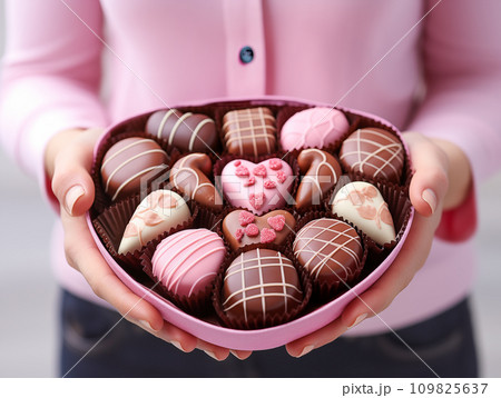 女性の手に持たれたチョコレート 109825637