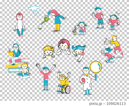 兒童觀察學習套裝插畫素材 109826113