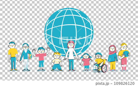 地球與不同年齡、種族、民族的孩子小學生插畫素材 109826120
