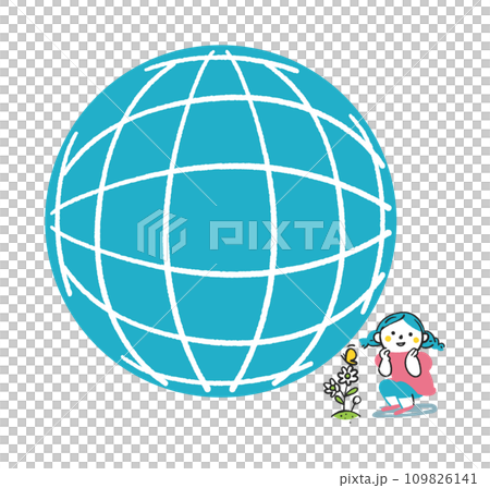 Elementary school students watching a butterfly perching on a flower and the Earth Illustration material Elementary school students watching a butterfly perching on a flower and the Earth Illustration material 109826141