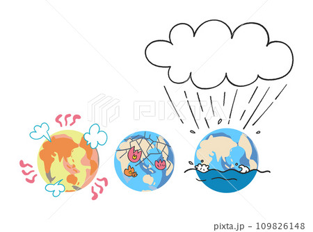 人類が起こした地球上の様々な問題　セット　イラスト素材	 109826148