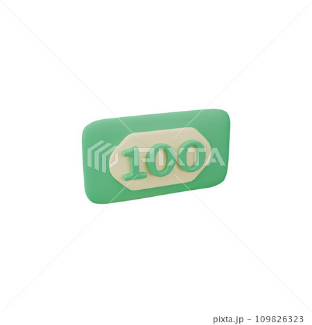 Green realistic banknote with number 100 3D style, vector illustration Green realistic banknote with number 100 3D style, vector illustration 109826323