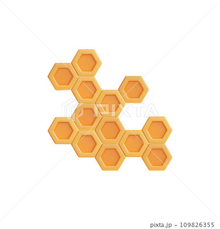 Honeycomb bees hive cells sign, render realistic vector illustration isolated. 109826355