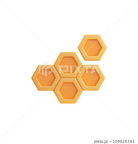 Hexagonal yellow honeycombs 3D style, vector illustration 109826381