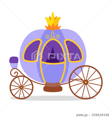 Cute Princess Carriage with Golden Crown Vector Illustration 109826586