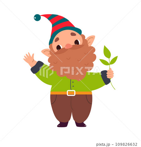 Bearded Gnome in Hat as Fairy Tale Character Vector Illustration 109826632