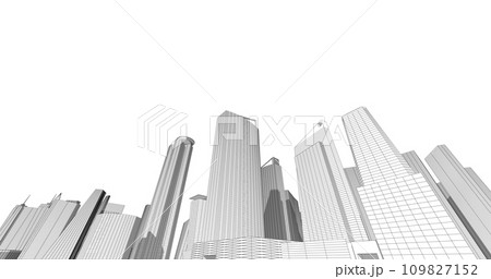 Greater commercial and investment center It is the center of offices, banks, residences, hotels, shopping malls, Sketch 3D illustration. 109827152
