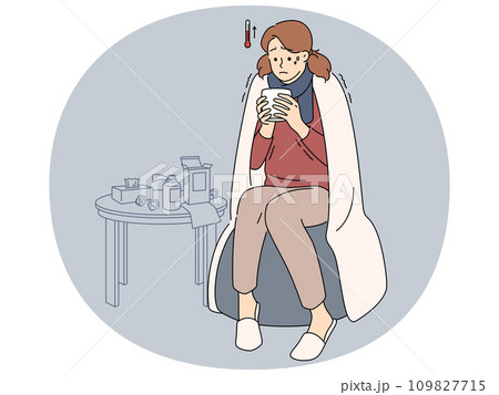 Unhealthy woman suffer with flu 109827715