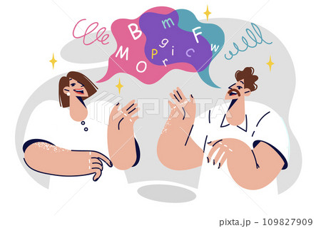 Two polyglots converse learning english, practicing correct pronunciation of foreign words Two polyglots converse learning english, practicing correct pronunciation of foreign words 109827909