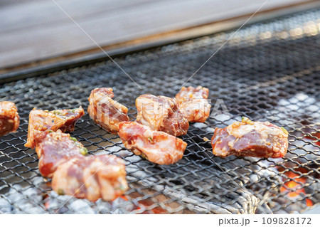 バーベキューで焼いている焼き肉 バーベキューで焼いている焼き肉 109828172