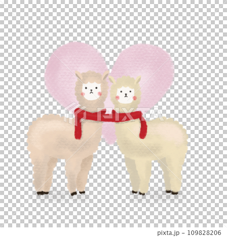 羊駝夫妻的水彩風格插圖 羊駝夫妻的水彩風格插圖 109828206