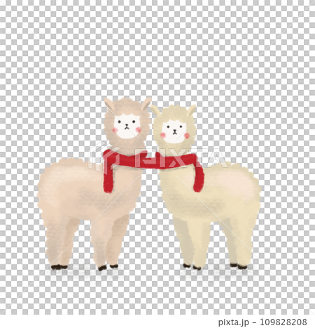 羊駝夫妻的水彩風格插圖 羊駝夫妻的水彩風格插圖 109828208