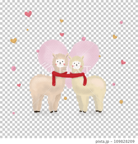 羊駝夫妻的水彩風格插圖 羊駝夫妻的水彩風格插圖 109828209