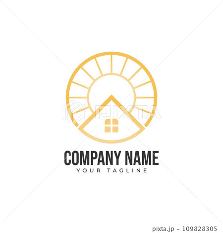 Sun house logo vector design line Sun house logo vector design line 109828305