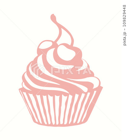 Vector drawing. Cake with cherries Vector drawing. Cake with cherries 109829448