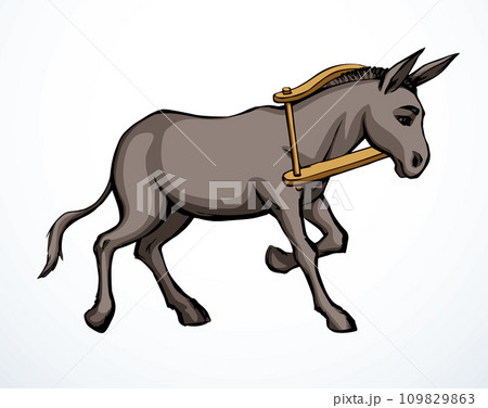 Vector drawing. Cute old mule 109829863