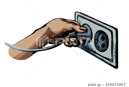 Vector drawing. Plug for electrical outlet 109829867