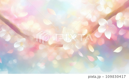 AI生成画像：桜の花びらが舞う背景素材 109830417