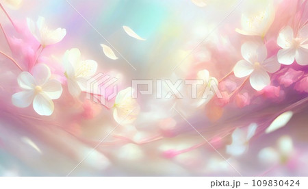 AI生成画像：桜の花びらが舞う背景素材 109830424