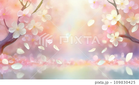 AI生成画像：桜の花びらが舞う背景素材 109830425