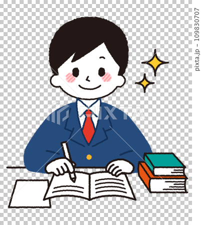 勉強をしている男子学生。 109830707