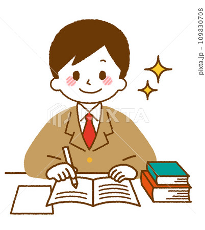 勉強をしている男子学生。 109830708