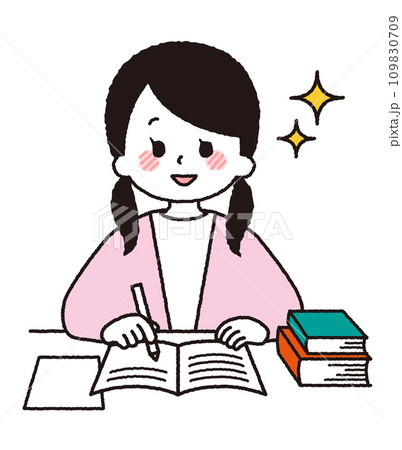 勉強をしている女子学生。 勉強をしている女子学生。 109830709