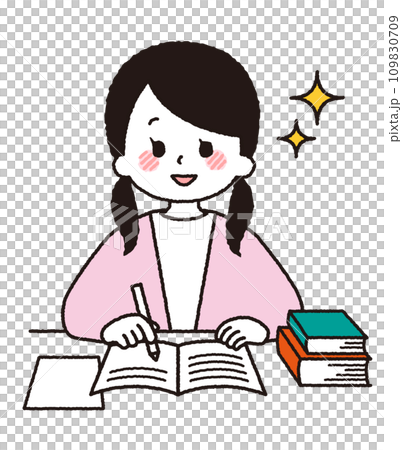 勉強をしている女子学生。 勉強をしている女子学生。 109830709