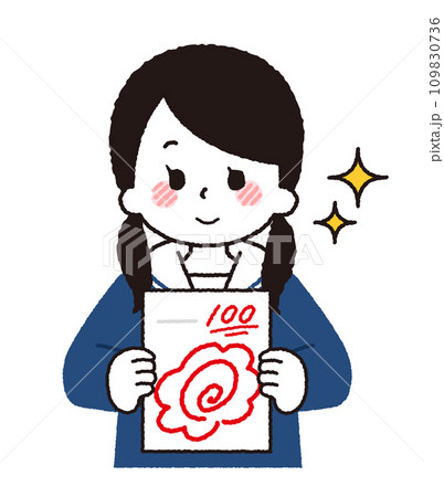 テストで満点をとる学生のイラスト。 109830736