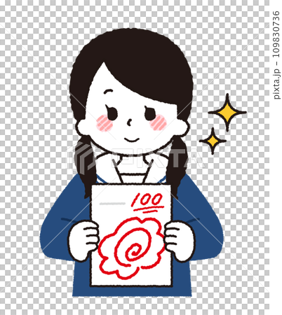 テストで満点をとる学生のイラスト。 109830736