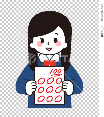 テストで満点をとる学生のイラスト。 テストで満点をとる学生のイラスト。 109830737