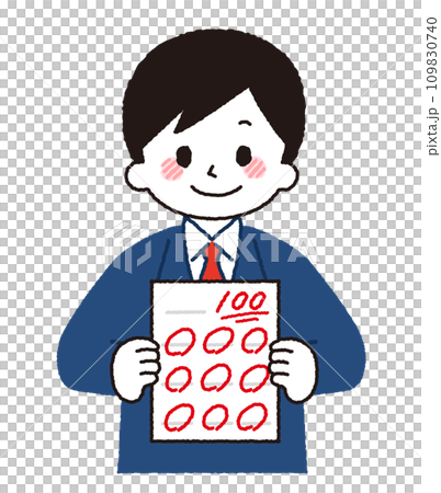 テストで満点をとる学生のイラスト。 109830740