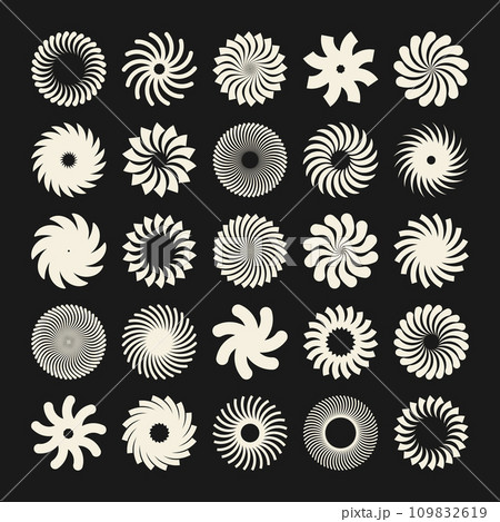 Brutalist geometric shapes, symbols. Simple primitive elements and forms. Bauhaus retro design, trendy contemporary minimalist style. Vector illustration 109832619