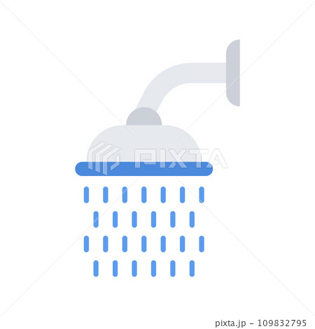 Bathroom shower icon. Shower head with water drops. 109832795