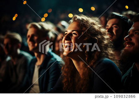 Joyful Audience Diverse Crowd Delighting in a Theater or Cinema Show, Laughter and Fun. created with Generative AI Joyful Audience Diverse Crowd Delighting in a Theater or Cinema Show, Laughter and Fun. created with Generative AI 109832866