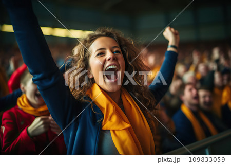 Passionate Soccer Spectator The Joy and Excitement of Victory in Sports. created with Generative AI 109833059