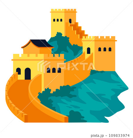 The great Wall of China - flat design style single isolated image 109833974