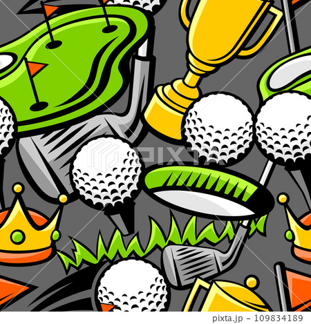 Pattern with golf items. Sport club illustration. Pattern with golf items. Sport club illustration. 109834189
