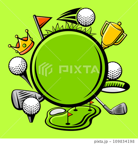 Background with golf items. Sport club illustration. 109834198