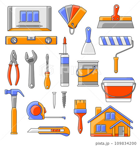 Repair working tools set. Equipment for construction industry and business. Repair working tools set. Equipment for construction industry and business. 109834200