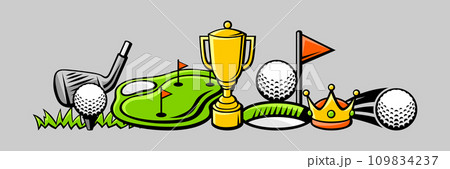 Background with golf items. Sport club illustration. 109834237