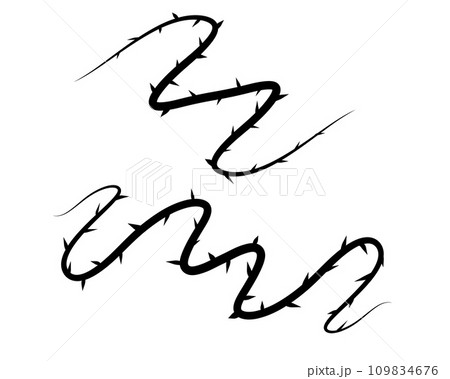 Thorn branch or vine. Natural intertwined pattern. Element of tattoo with spike. Thorn branch or vine. Natural intertwined pattern. Element of tattoo with spike. 109834676