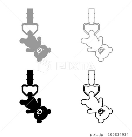 Prize toy manipulator hold plush bear cute doll iron hook crane claw picker for pick up set icon grey black color vector illustration image solid fill outline contour line thin flat style Prize toy manipulator hold plush bear cute doll iron hook crane claw picker for pick up set icon grey black color vector illustration image solid fill outline contour line thin flat style 109834934