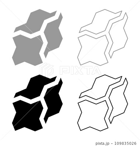 Coal charcoal set icon grey black color vector illustration image solid fill outline contour line thin flat style 109835026