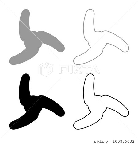 Screw of ship propeller fan turbine three-bladed set icon grey black color vector illustration image solid fill outline contour line thin flat style Screw of ship propeller fan turbine three-bladed set icon grey black color vector illustration image solid fill outline contour line thin flat style 109835032