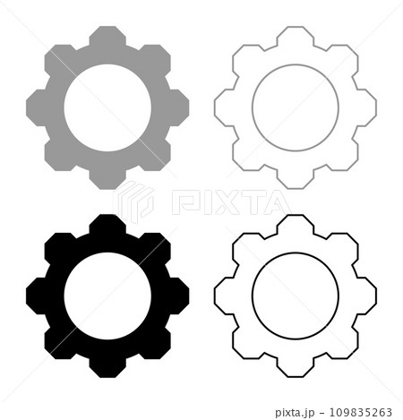 Gear cogwheel set icon grey black color vector illustration image solid fill outline contour line thin flat style 109835263