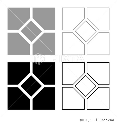 Ceramic tile paving slab set icon grey black color vector illustration image solid fill outline contour line thin flat style 109835268
