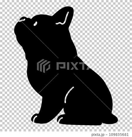 Silhouette of a sitting French bulldog with face Silhouette of a sitting French bulldog with face 109835681