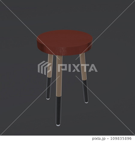 Wooden Stool isolated on white background 109835896
